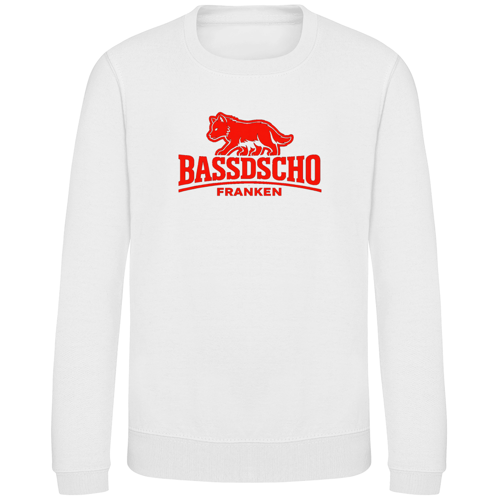 Kinder Sweatshirt Bassdscho Franken Wolf Rot langer strich