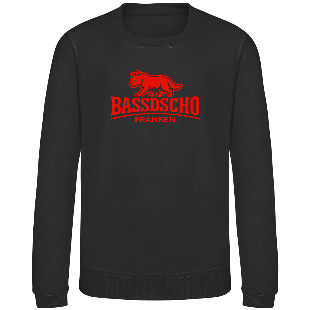 Kinder Sweatshirt Bassdscho Franken Wolf Rot langer strich