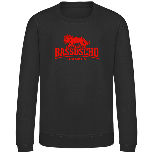 Kinder Sweatshirt Bassdscho Franken Wolf Rot langer strich