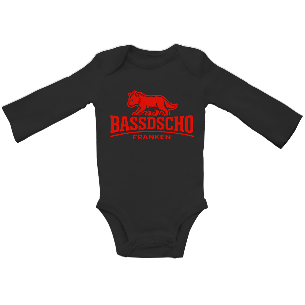 Baby Bio Bodysuite Langarm Bassdscho Franken Wolf Rot langer strich