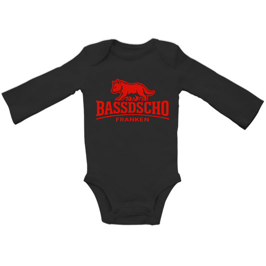 Baby Bio Bodysuite Langarm Bassdscho Franken Wolf Rot langer strich