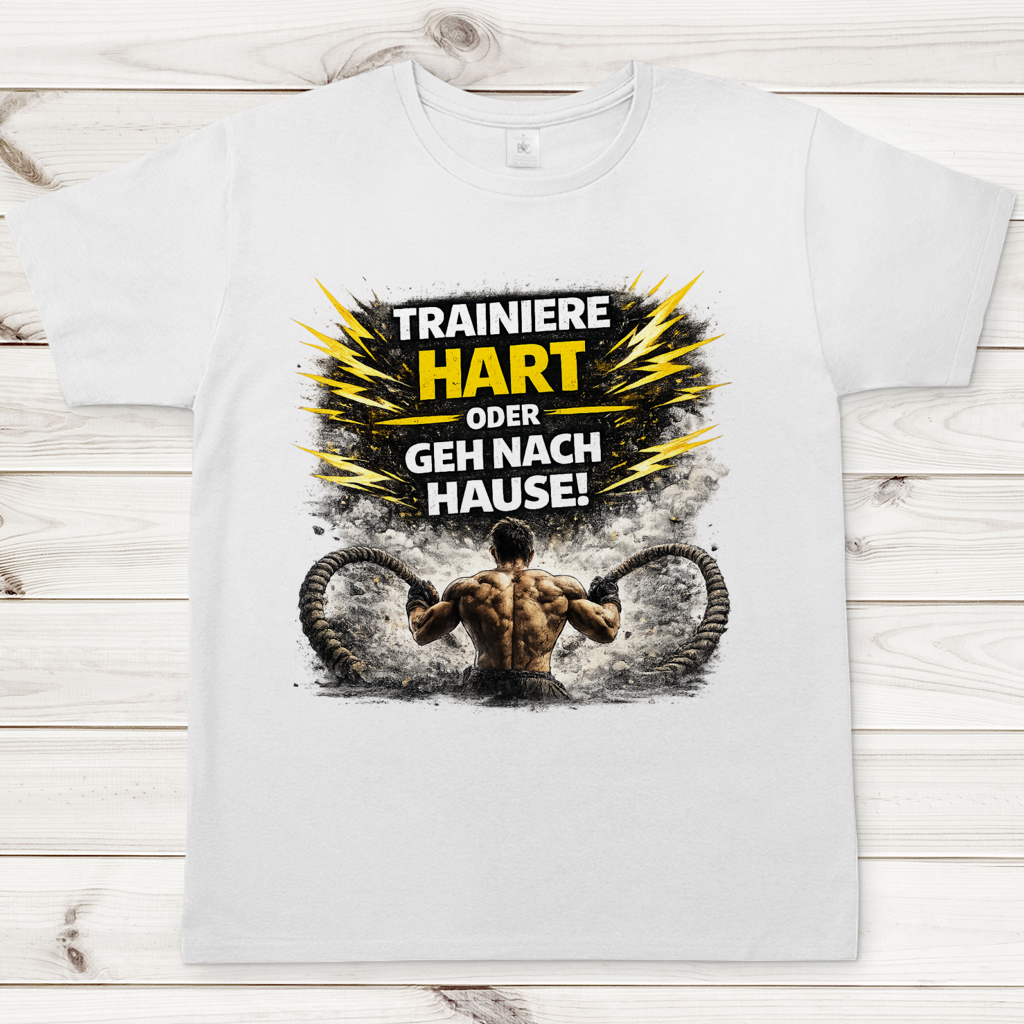 Herren T-Shirt Trainiere hart oder geh nach Hause