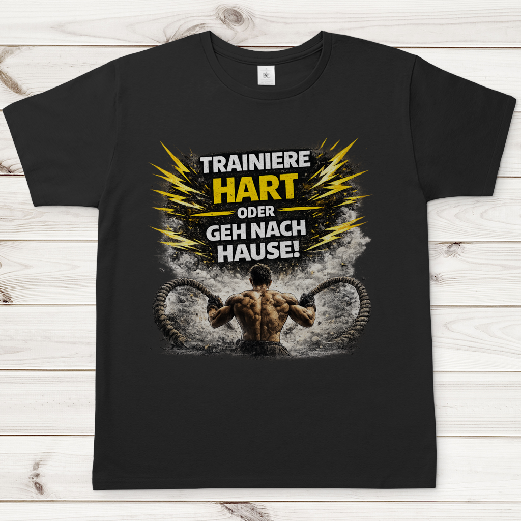 Herren T-Shirt Trainiere hart oder geh nach Hause