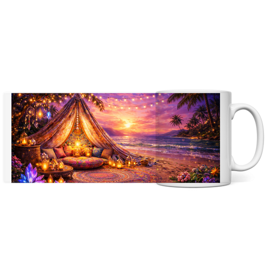 Panorama Tasse Boho-Zelt am tropischen Strand Panorama