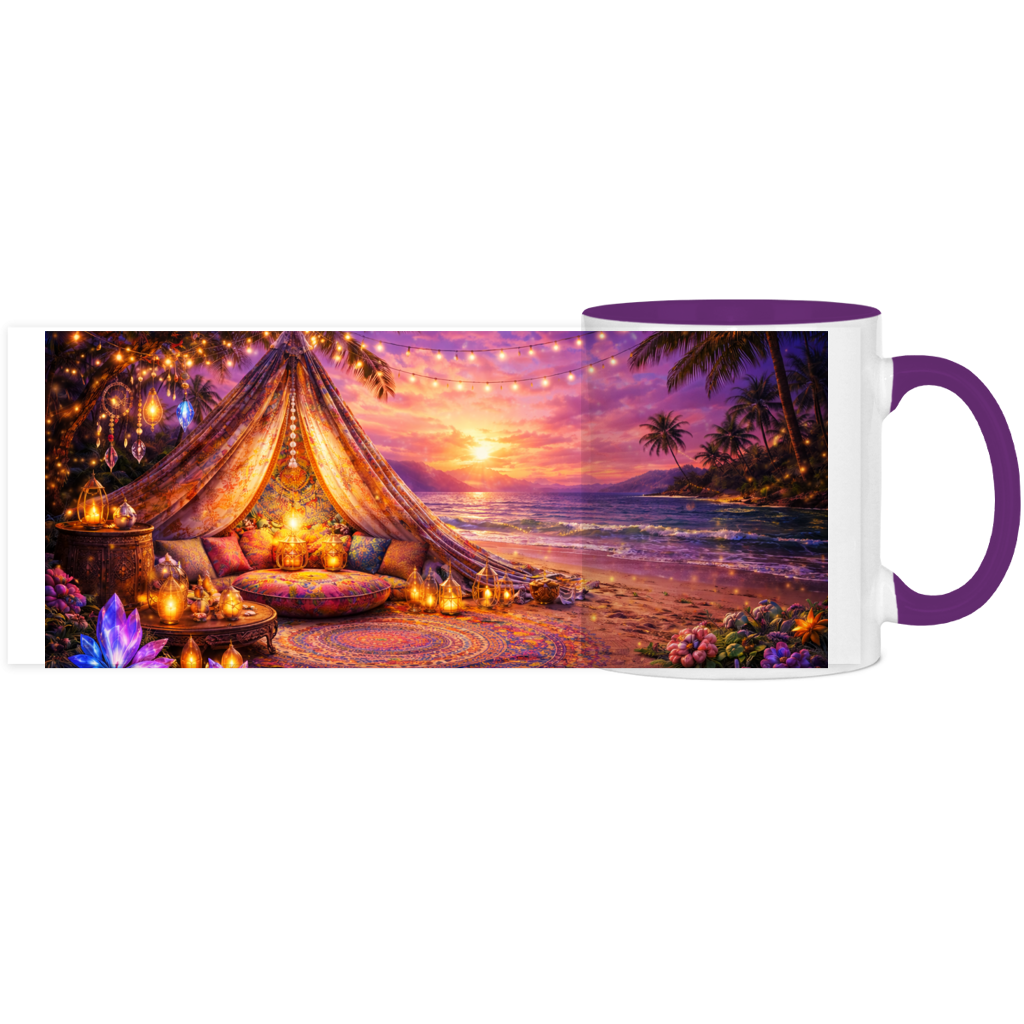 Panorama Tasse zweifarbig Boho-Zelt am tropischen Strand Panorama