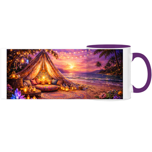 Panorama Tasse zweifarbig Boho-Zelt am tropischen Strand Panorama