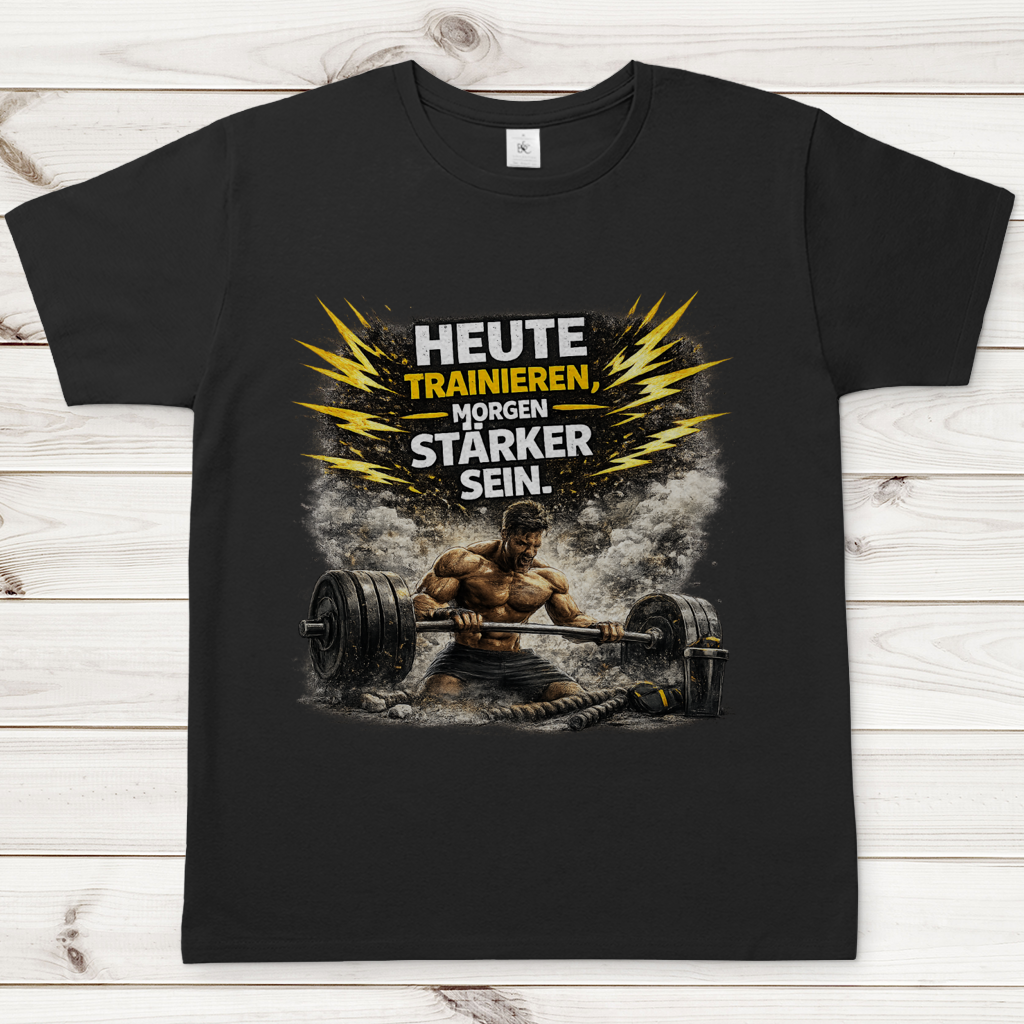 Herren T-Shirt Kraft durch Training und Entschlossenheit