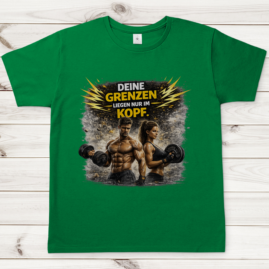 Herren T-Shirt Grenze im Kopf Fitness