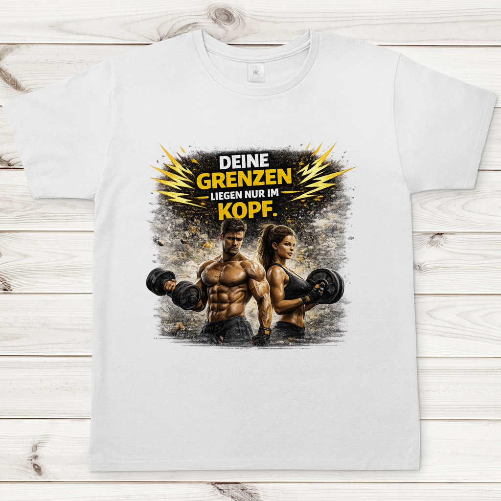 Herren T-Shirt Grenze im Kopf Fitness