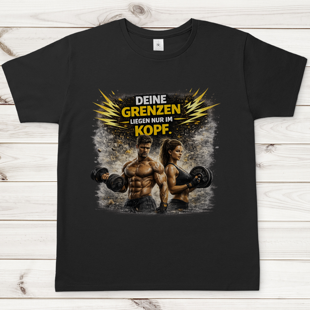 Herren T-Shirt Grenze im Kopf Fitness