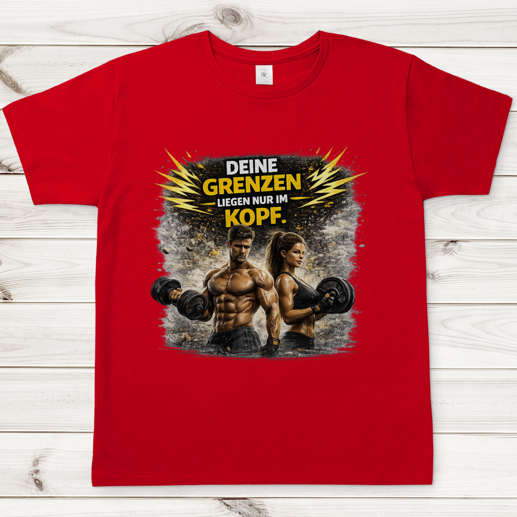 Herren T-Shirt Grenze im Kopf Fitness