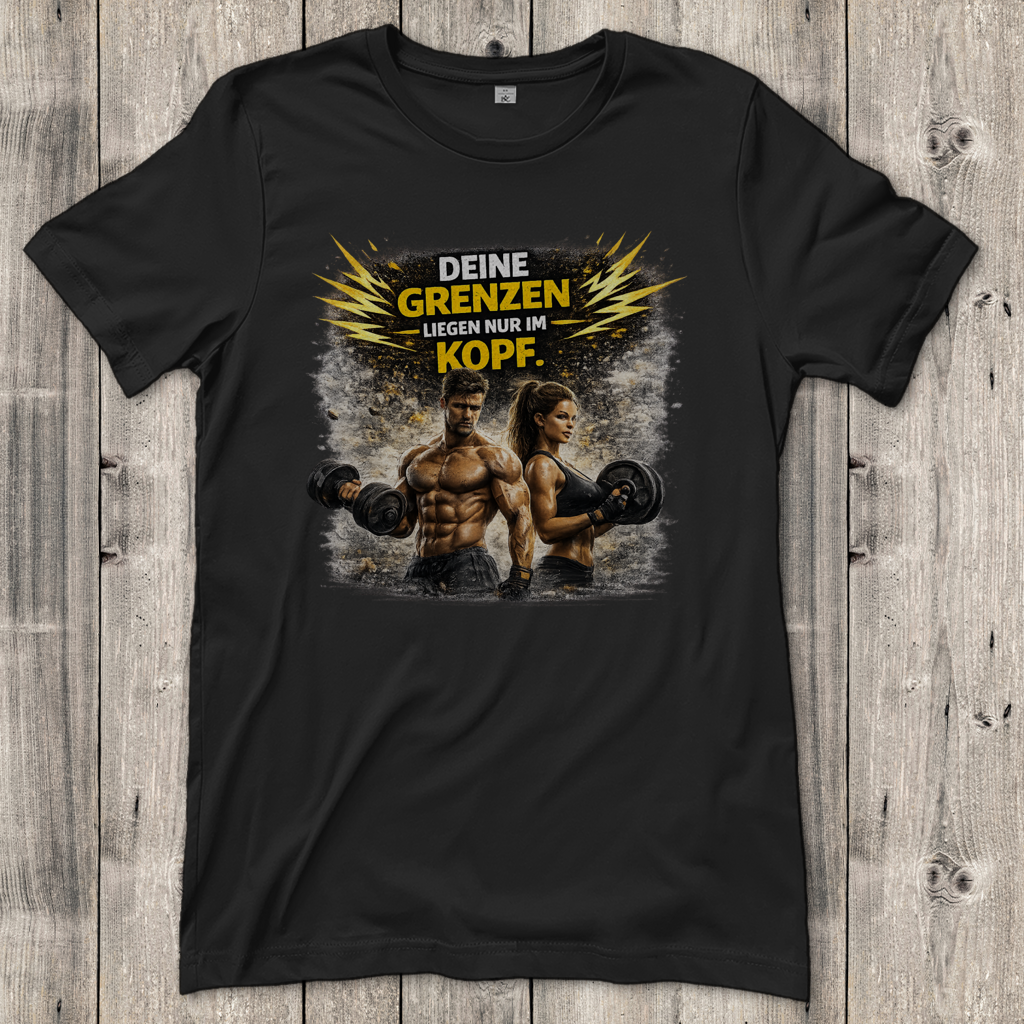 Damen T-Shirt Grenze im Kopf Fitness