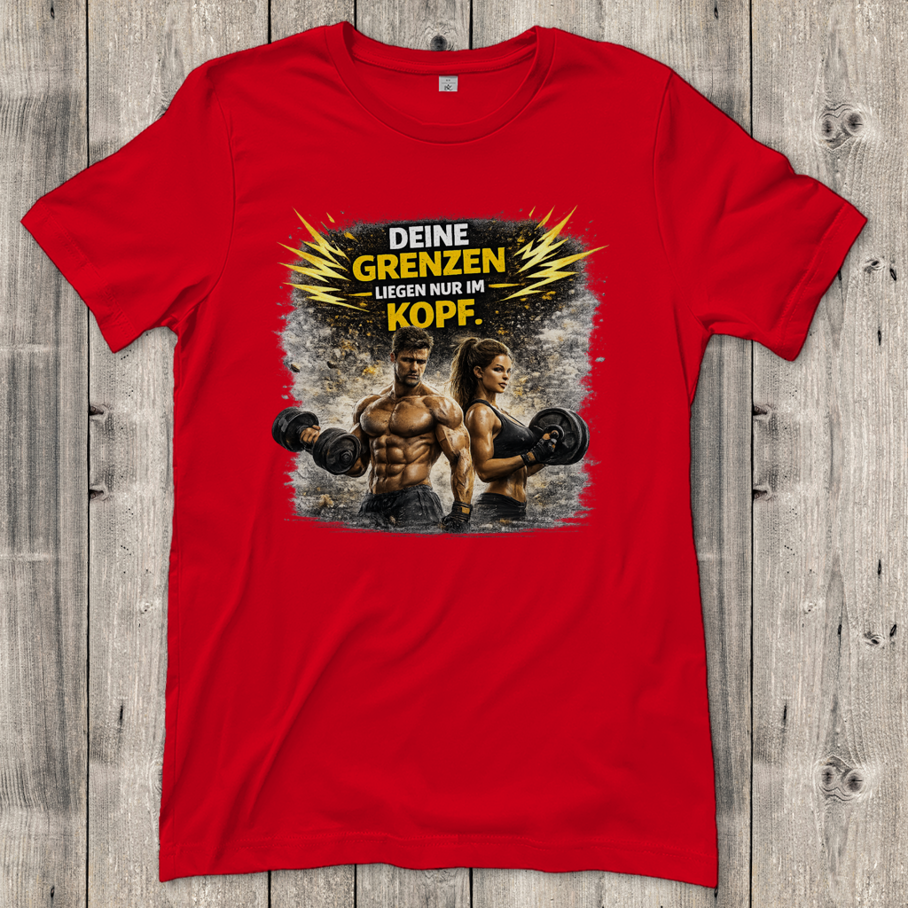 Damen T-Shirt Grenze im Kopf Fitness