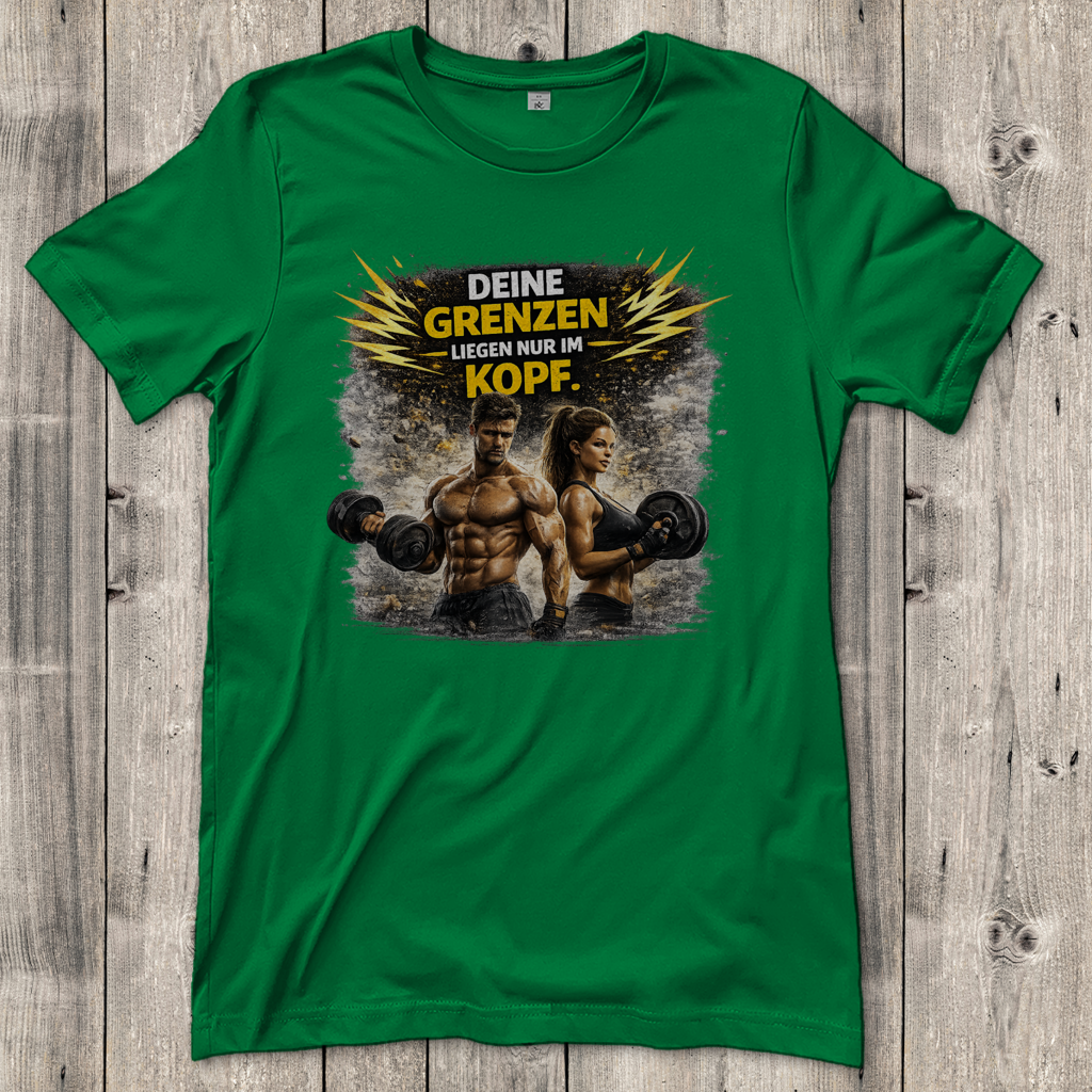 Damen T-Shirt Grenze im Kopf Fitness