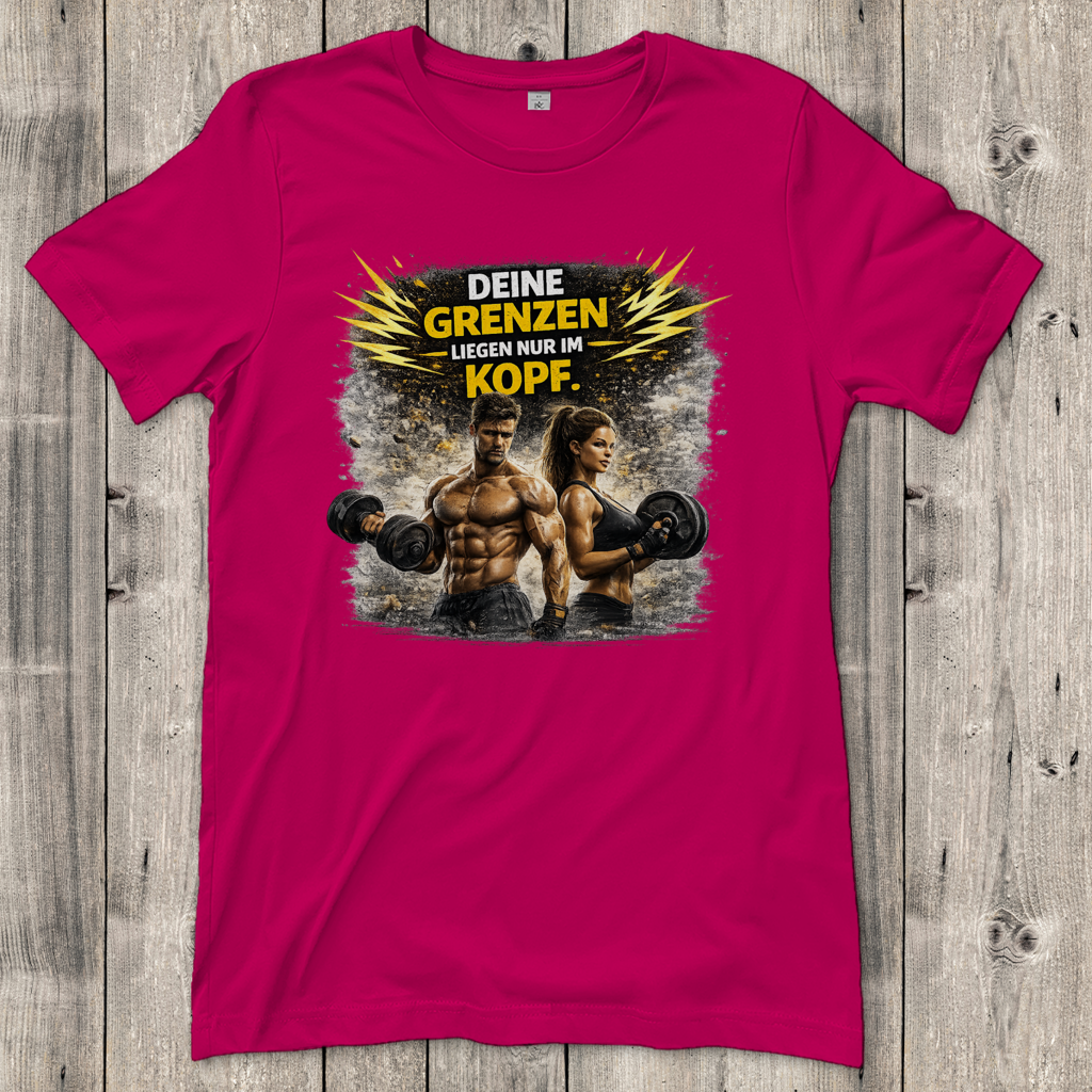 Damen T-Shirt Grenze im Kopf Fitness