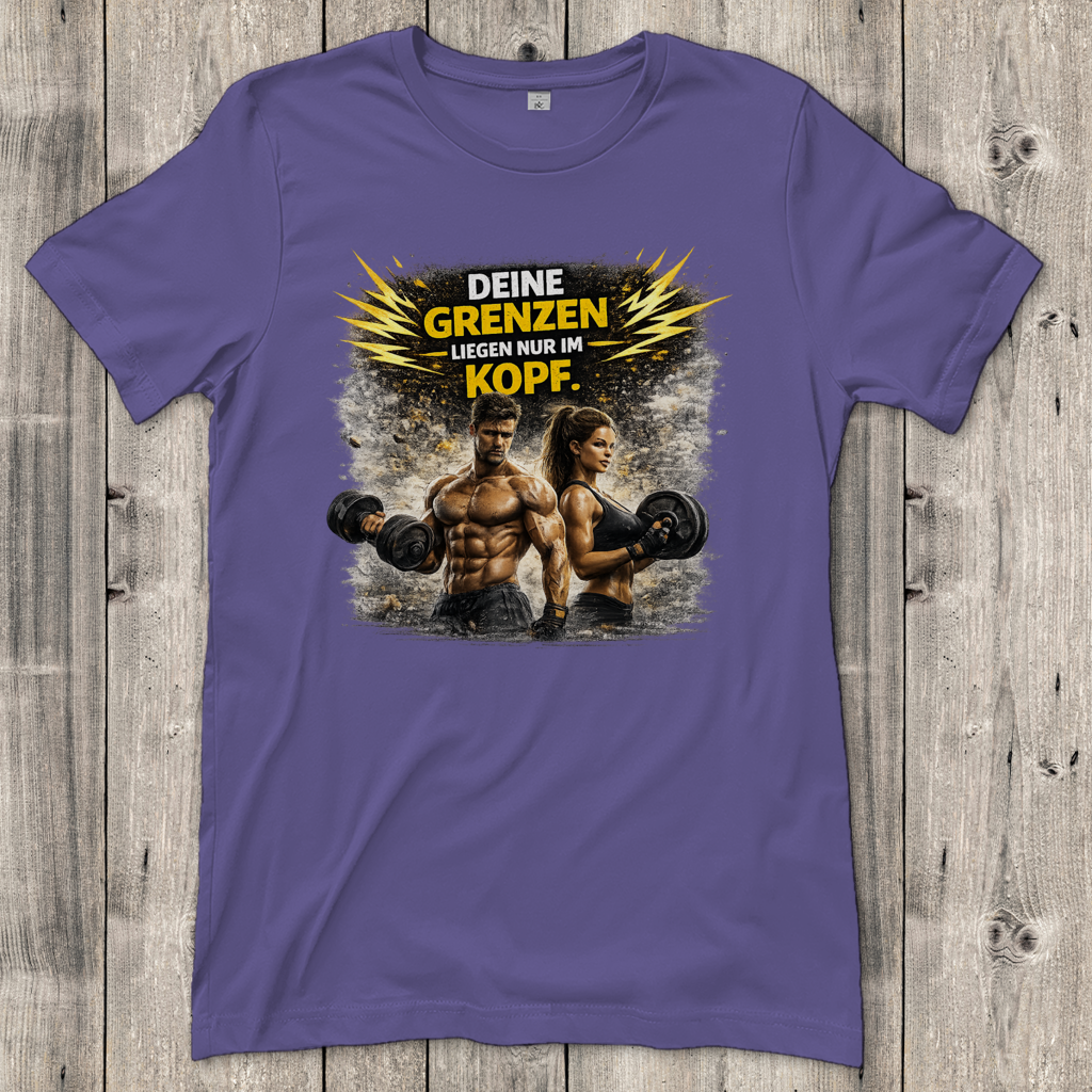 Damen T-Shirt Grenze im Kopf Fitness