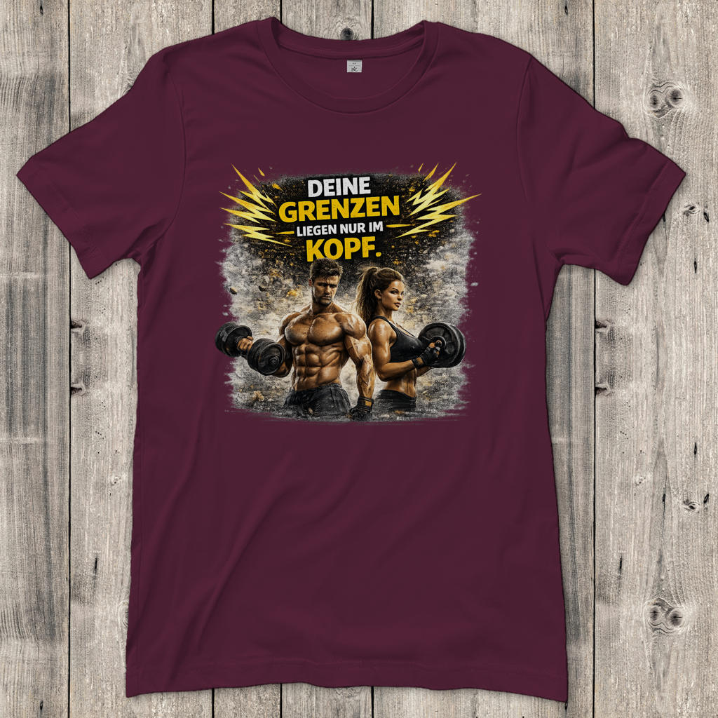 Damen T-Shirt Grenze im Kopf Fitness