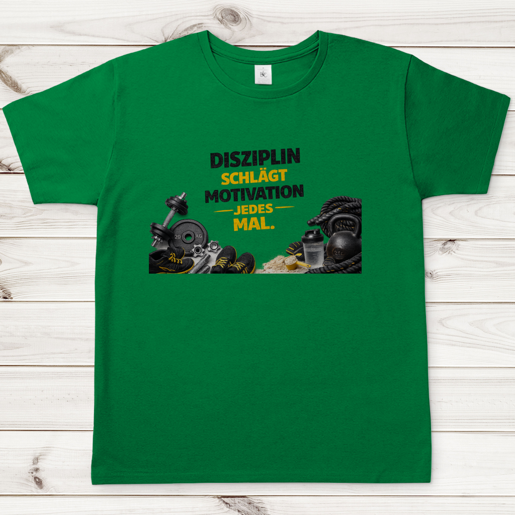 Herren T-Shirt Disziplin über Motivation im Fitnessstudio