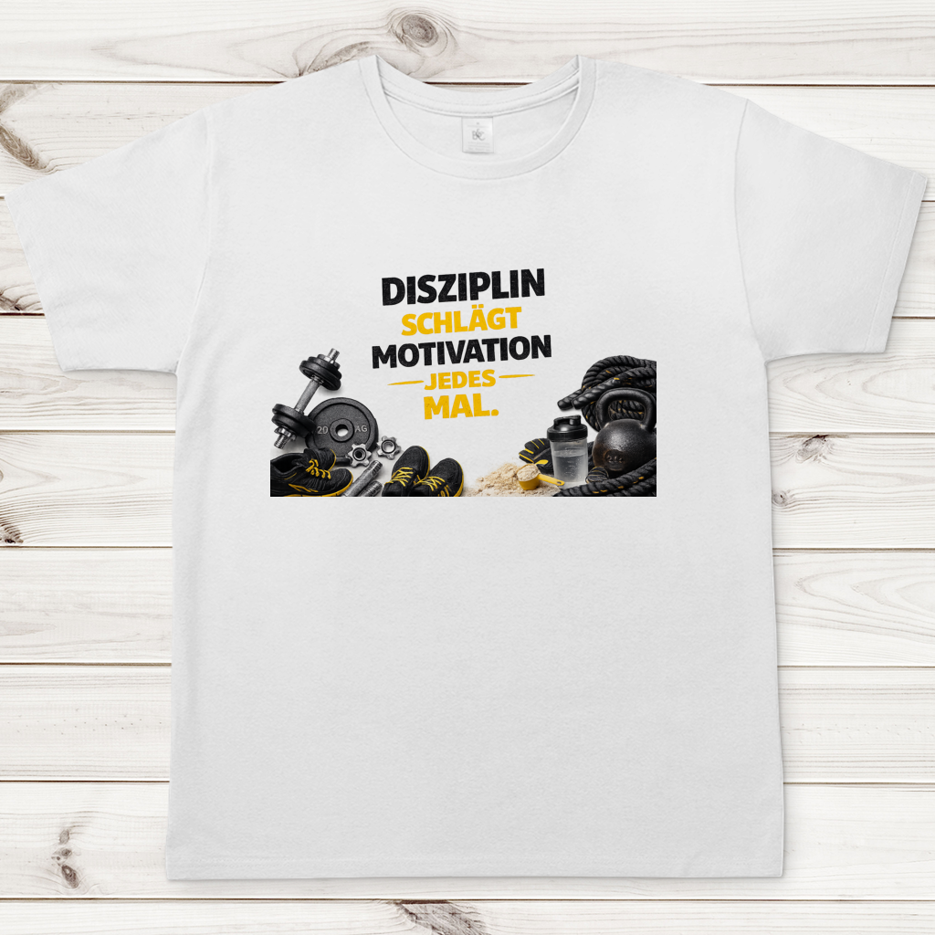 Herren T-Shirt Disziplin über Motivation im Fitnessstudio