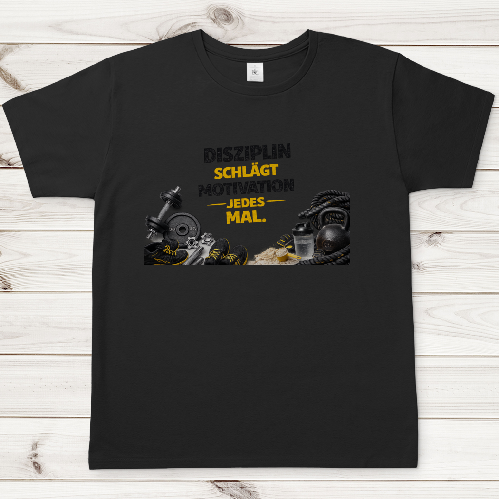 Herren T-Shirt Disziplin über Motivation im Fitnessstudio