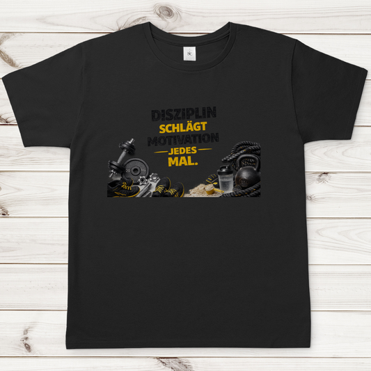Herren T-Shirt Disziplin über Motivation im Fitnessstudio