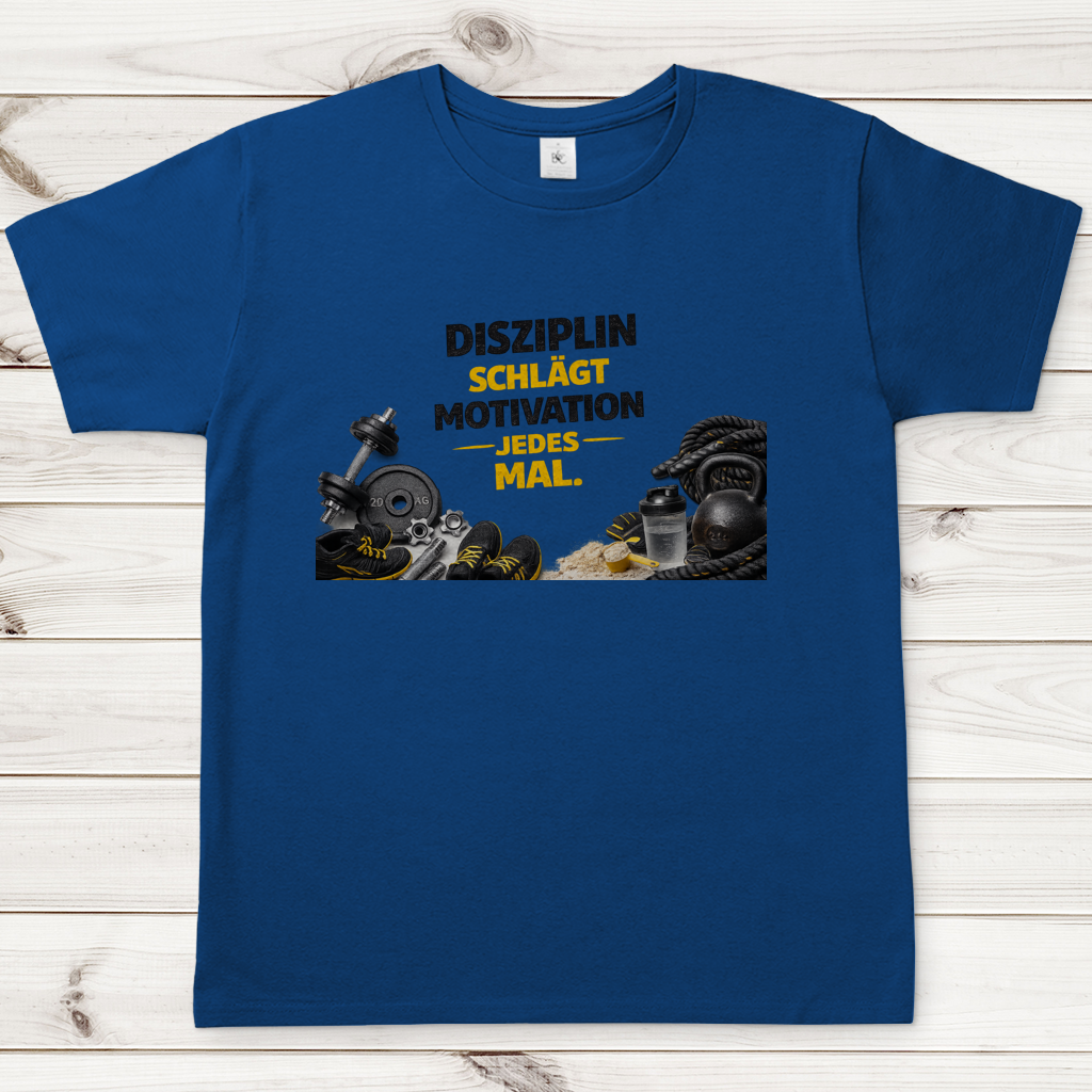 Herren T-Shirt Disziplin über Motivation im Fitnessstudio