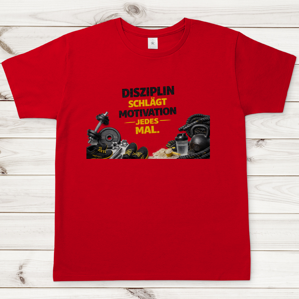 Herren T-Shirt Disziplin über Motivation im Fitnessstudio