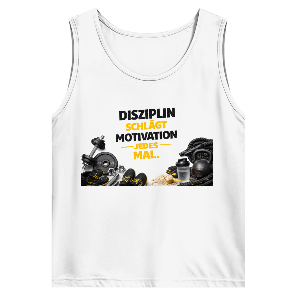 Herren Basic Tank Top Disziplin über Motivation im Fitnessstudio