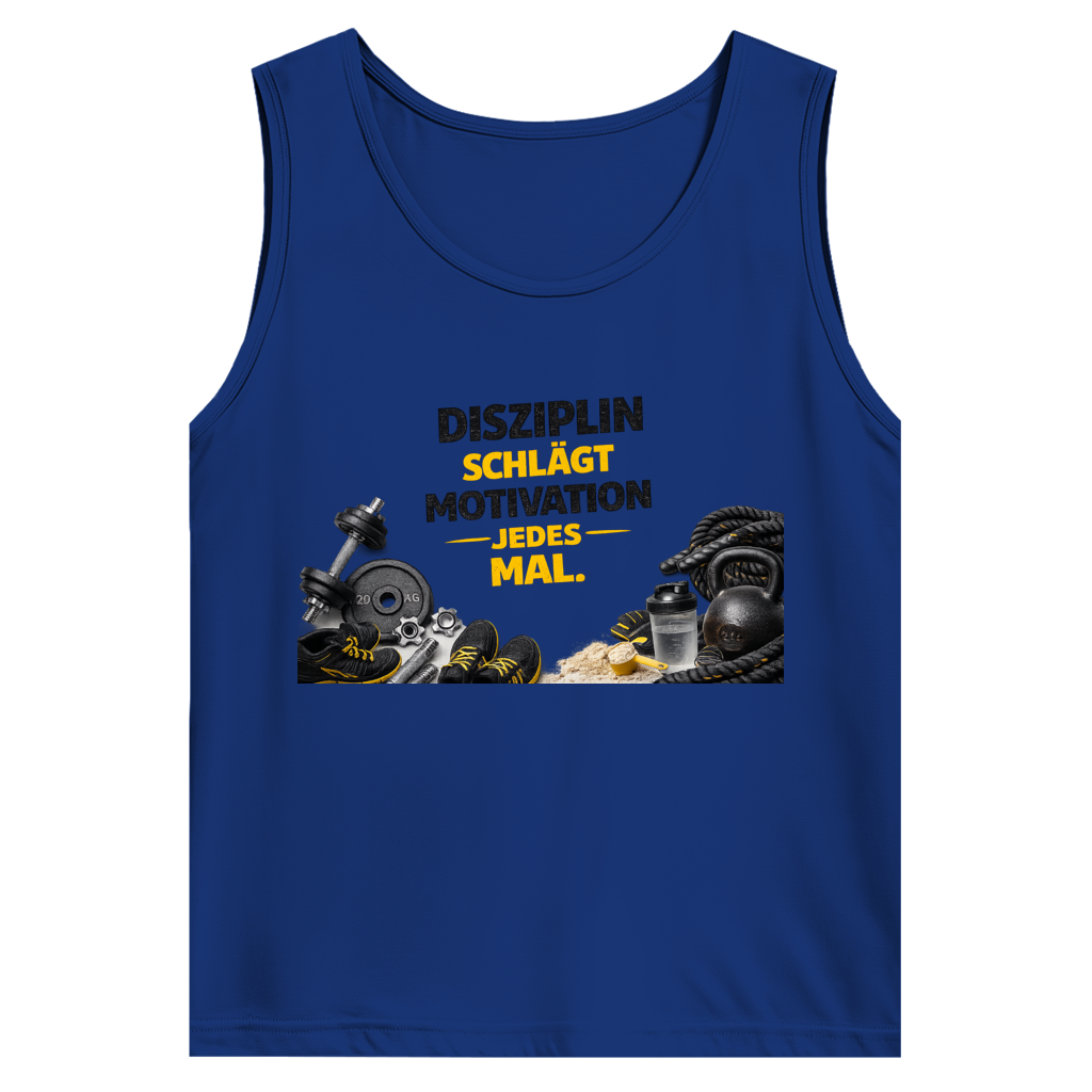 Herren Basic Tank Top Disziplin über Motivation im Fitnessstudio