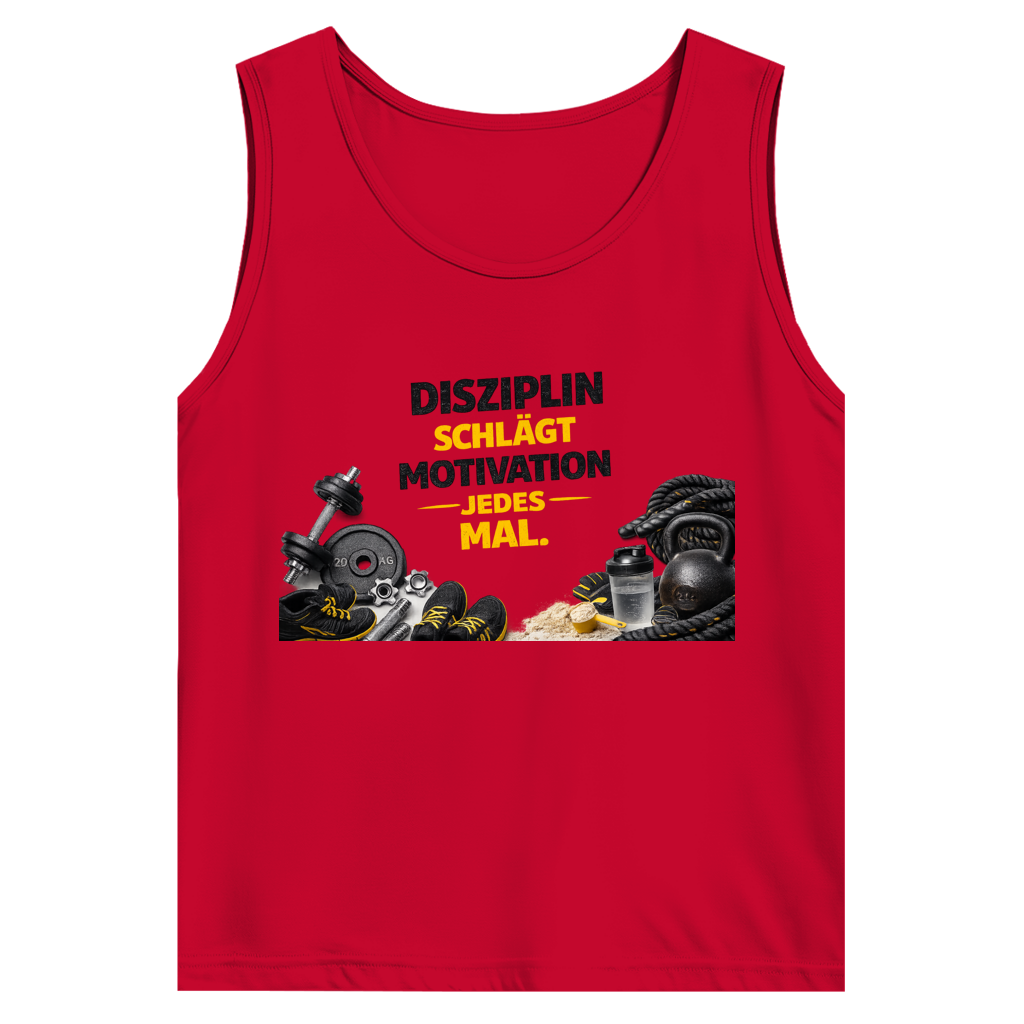 Herren Basic Tank Top Disziplin über Motivation im Fitnessstudio