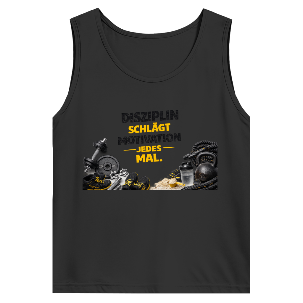 Herren Basic Tank Top Disziplin über Motivation im Fitnessstudio