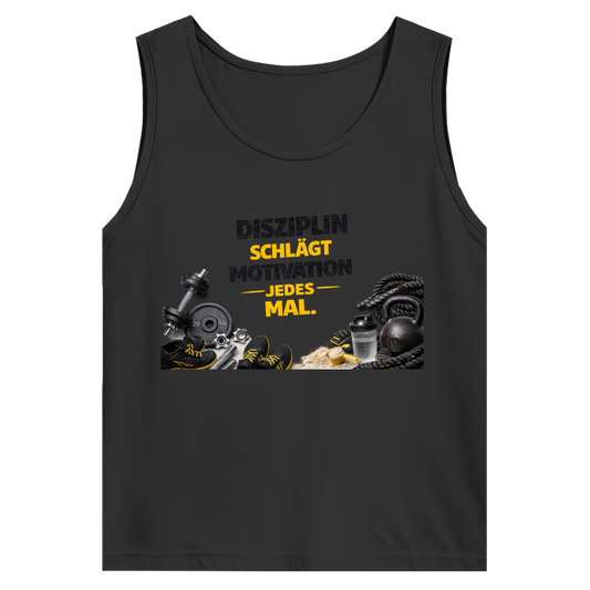 Herren Basic Tank Top Disziplin über Motivation im Fitnessstudio