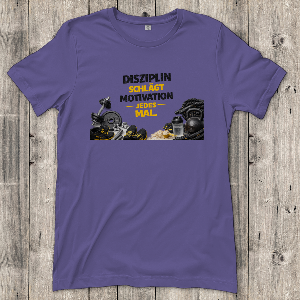 Damen T-Shirt Disziplin über Motivation im Fitnessstudio