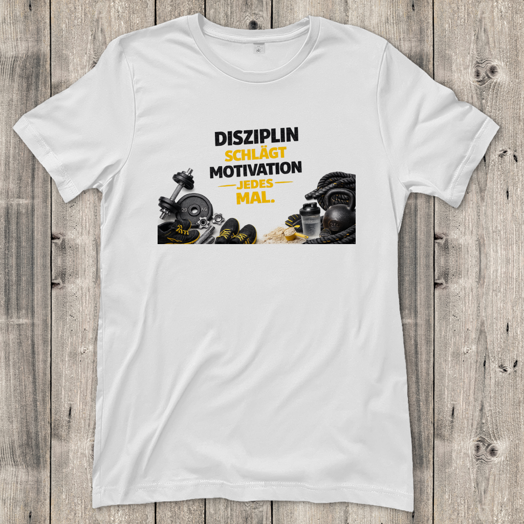 Damen T-Shirt Disziplin über Motivation im Fitnessstudio