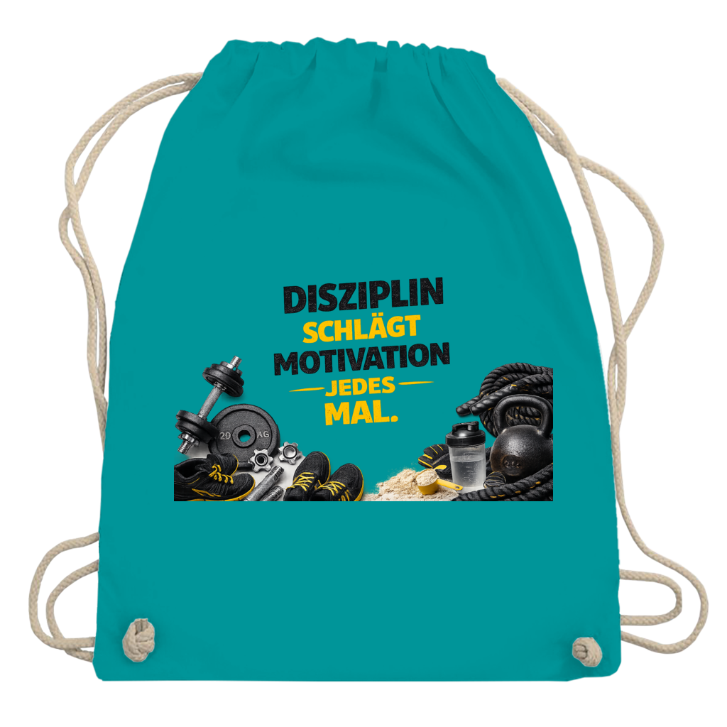 Turnbeutel Disziplin über Motivation im Fitnessstudio