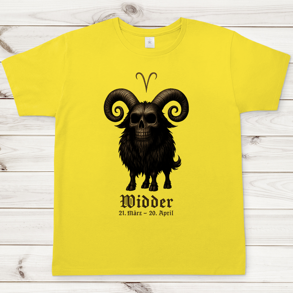 Herren T-Shirt Dämonischer Widder mit gothic Schriftzug