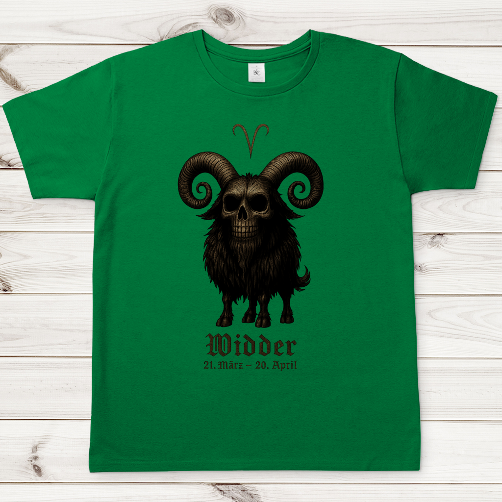 Herren T-Shirt Dämonischer Widder mit gothic Schriftzug