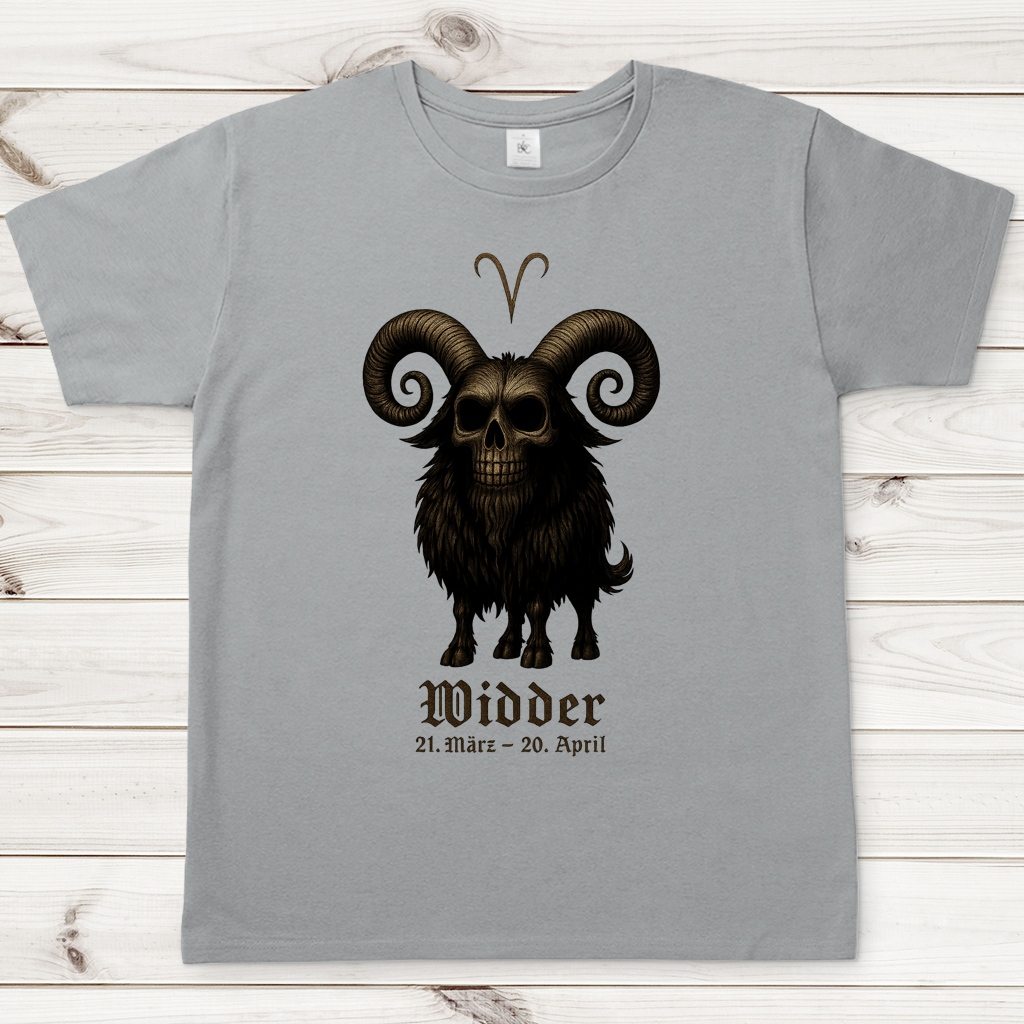Herren T-Shirt Dämonischer Widder mit gothic Schriftzug