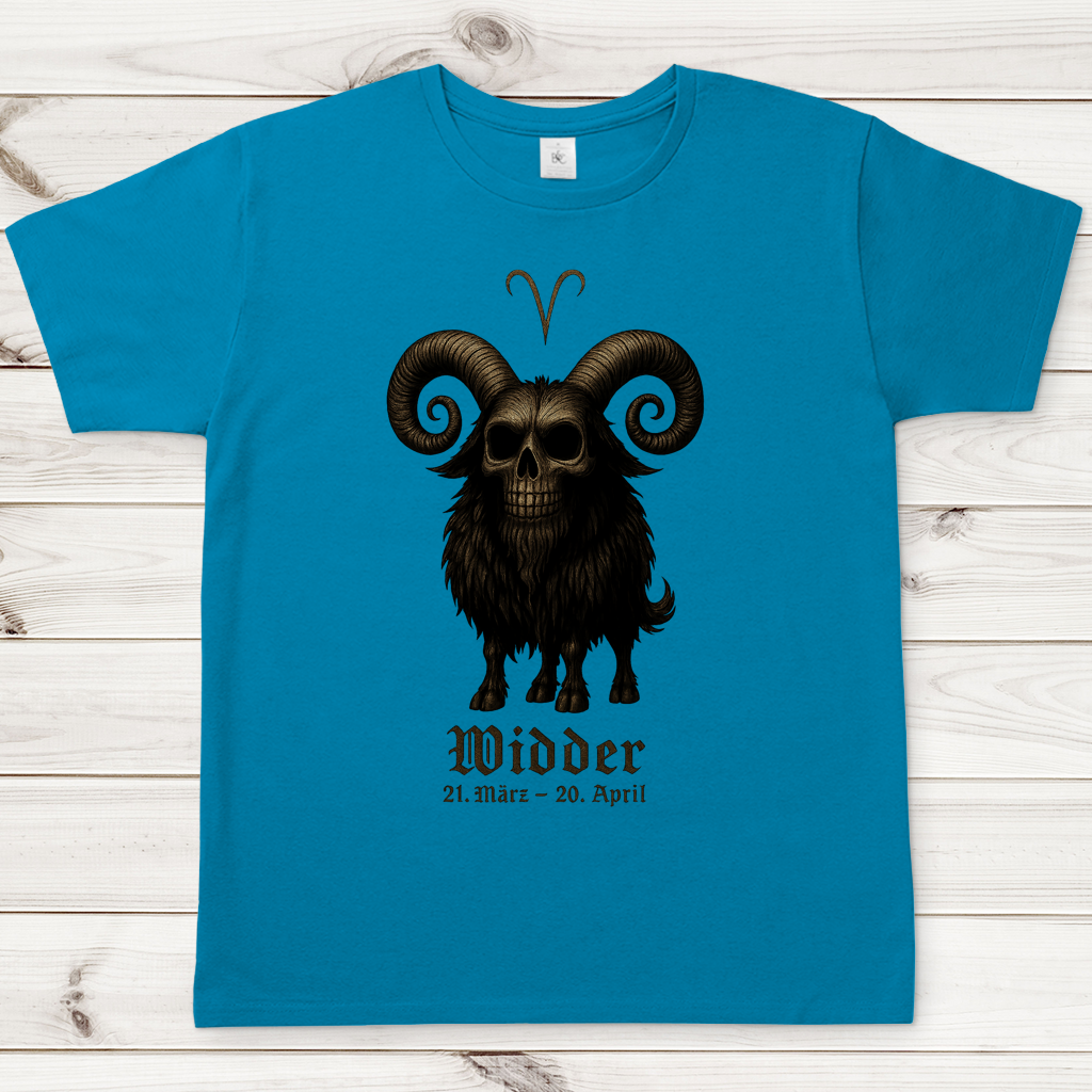 Herren T-Shirt Dämonischer Widder mit gothic Schriftzug