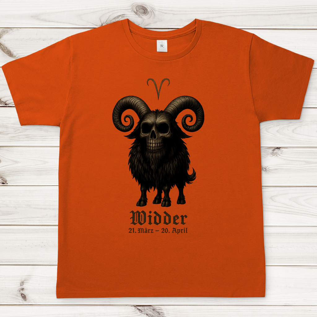 Herren T-Shirt Dämonischer Widder mit gothic Schriftzug