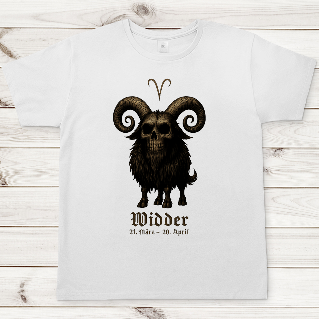 Herren T-Shirt Dämonischer Widder mit gothic Schriftzug
