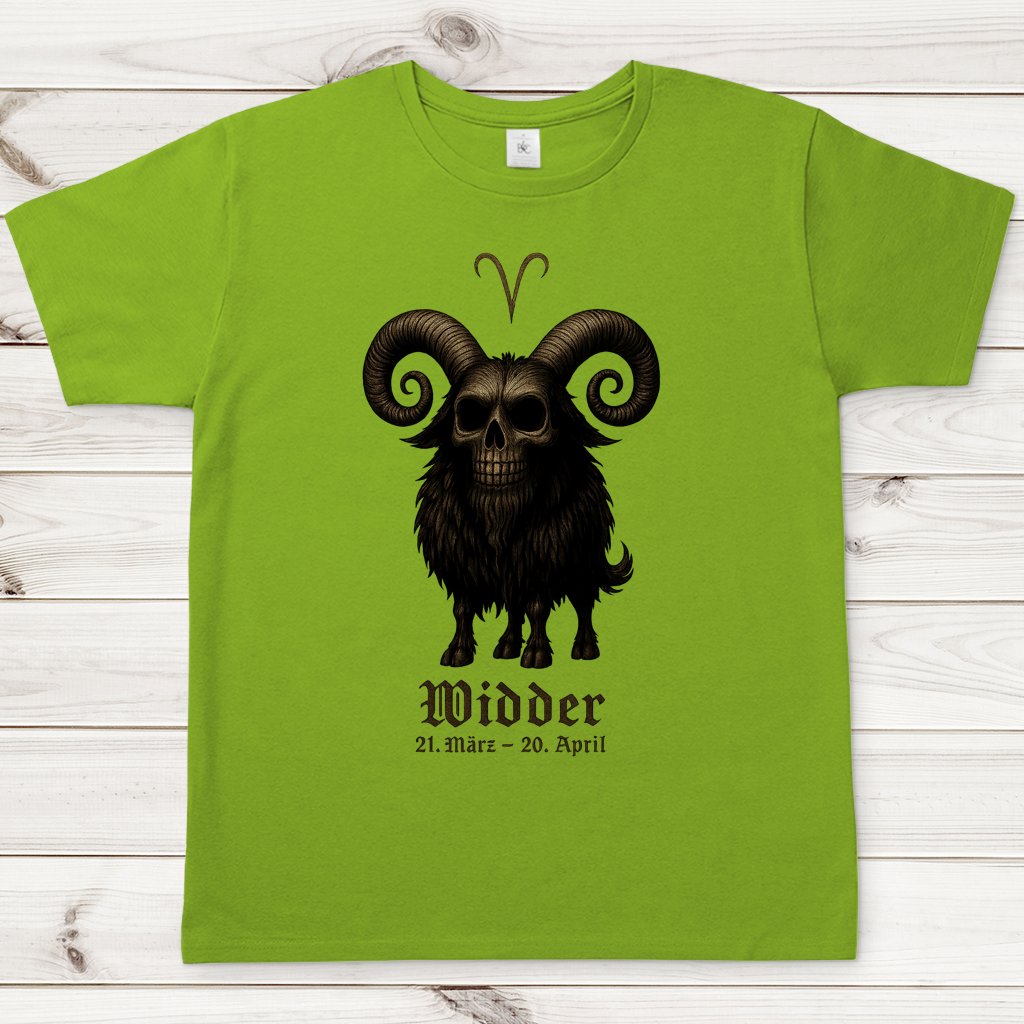 Herren T-Shirt Dämonischer Widder mit gothic Schriftzug