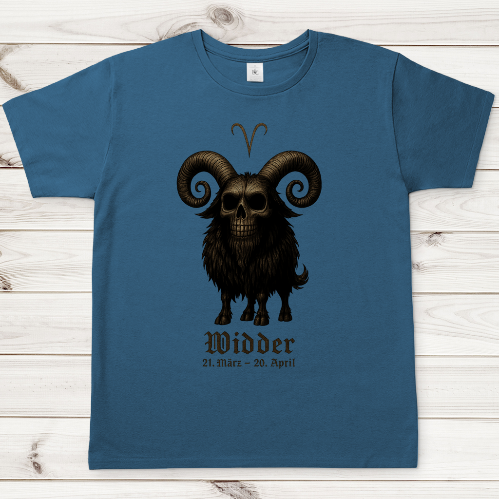 Herren T-Shirt Dämonischer Widder mit gothic Schriftzug