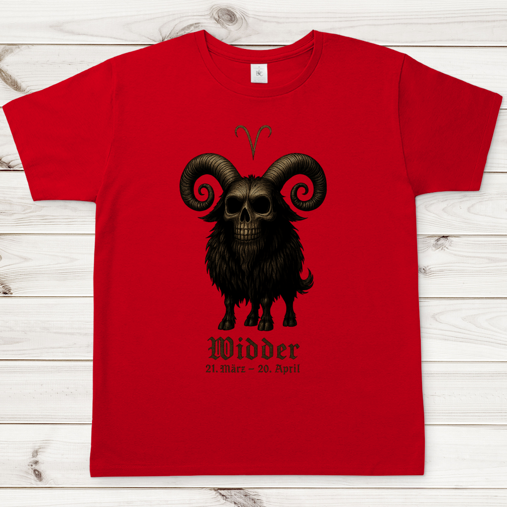 Herren T-Shirt Dämonischer Widder mit gothic Schriftzug