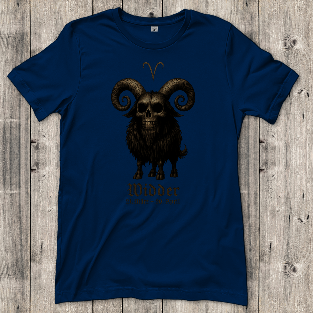 Damen T-Shirt Dämonischer Widder mit gothic Schriftzug