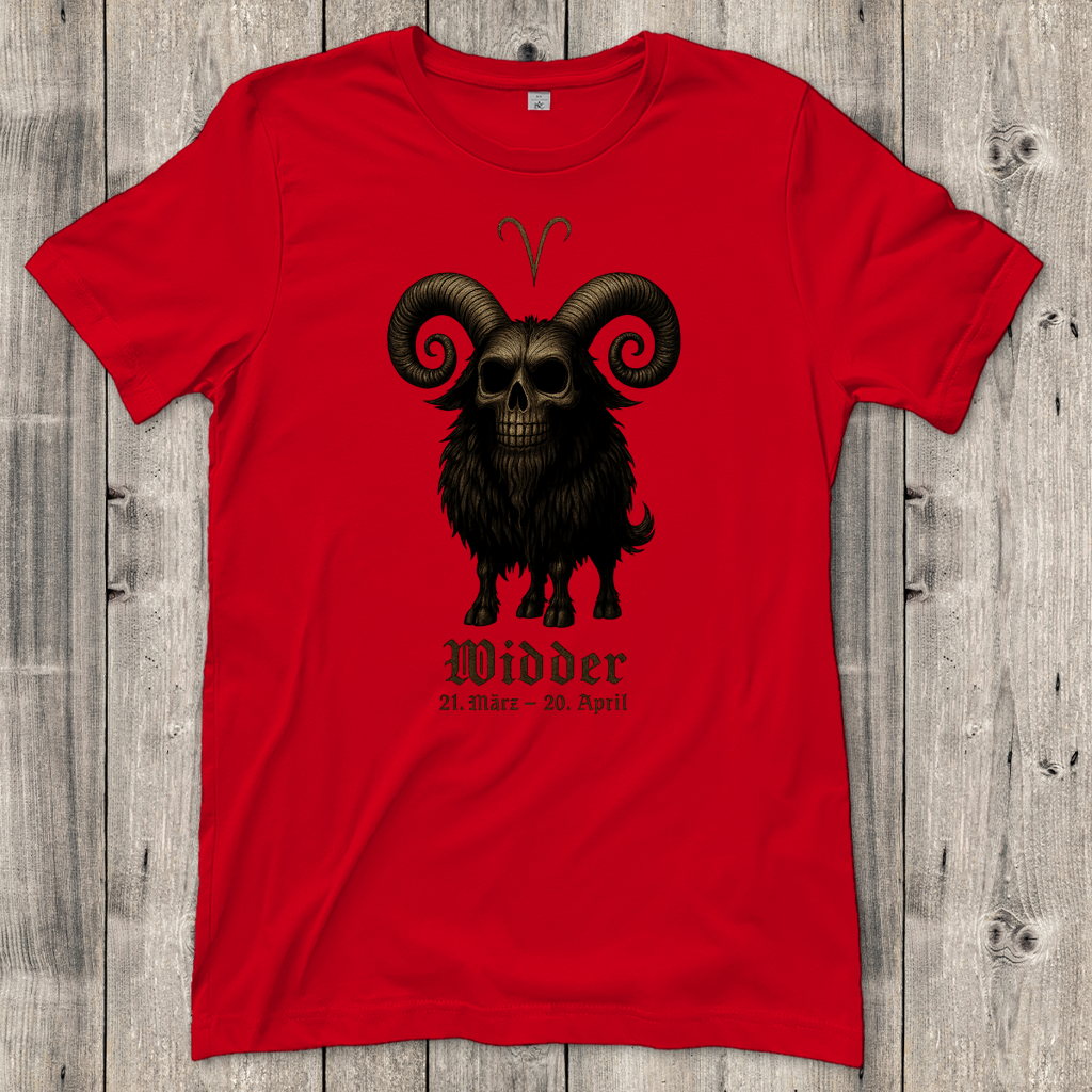 Damen T-Shirt Dämonischer Widder mit gothic Schriftzug