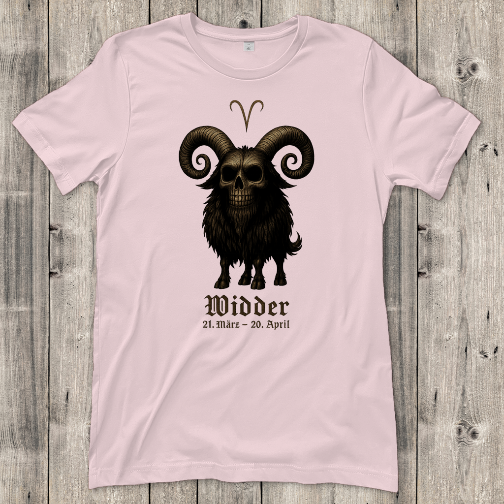 Damen T-Shirt Dämonischer Widder mit gothic Schriftzug