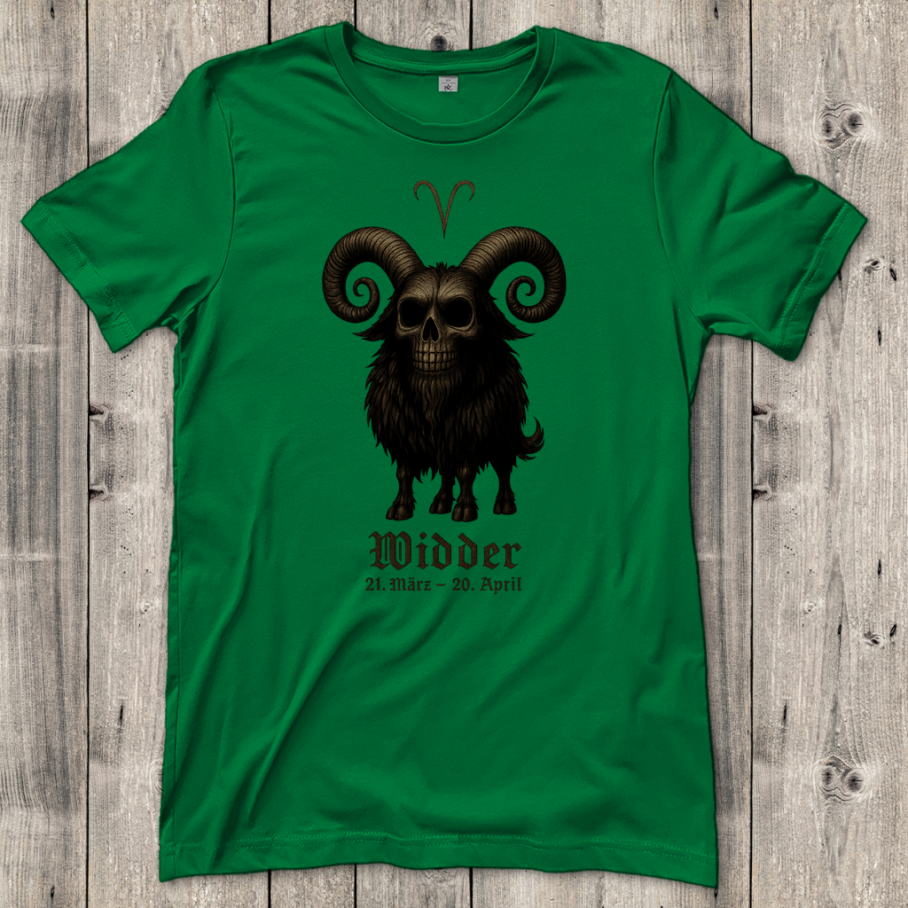 Damen T-Shirt Dämonischer Widder mit gothic Schriftzug