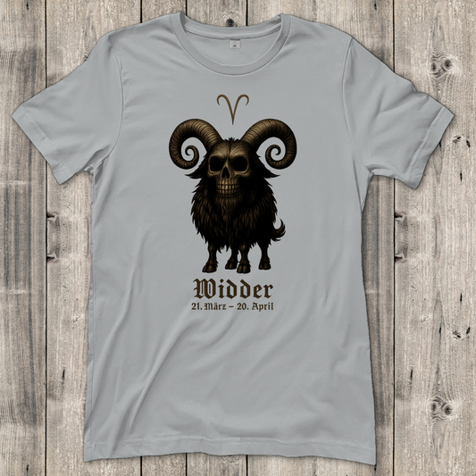 Damen T-Shirt Dämonischer Widder mit gothic Schriftzug