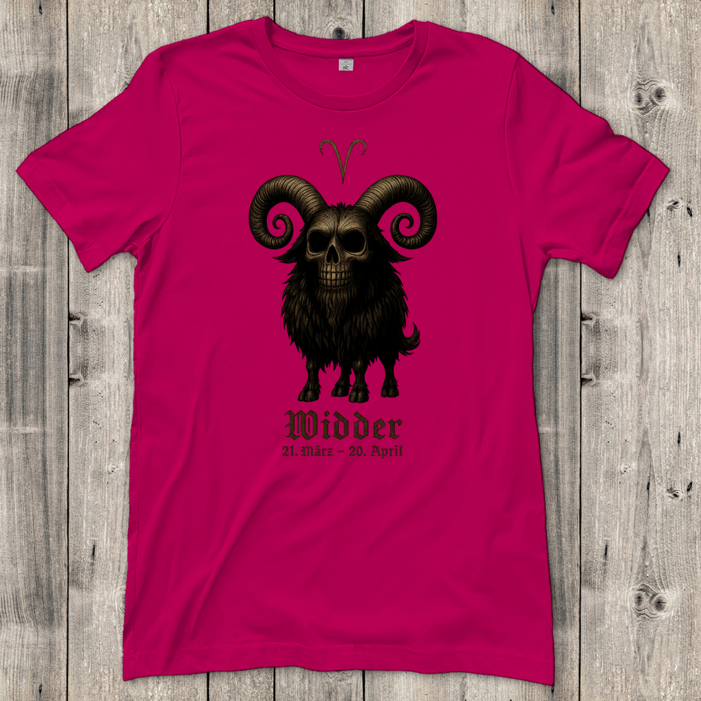 Damen T-Shirt Dämonischer Widder mit gothic Schriftzug